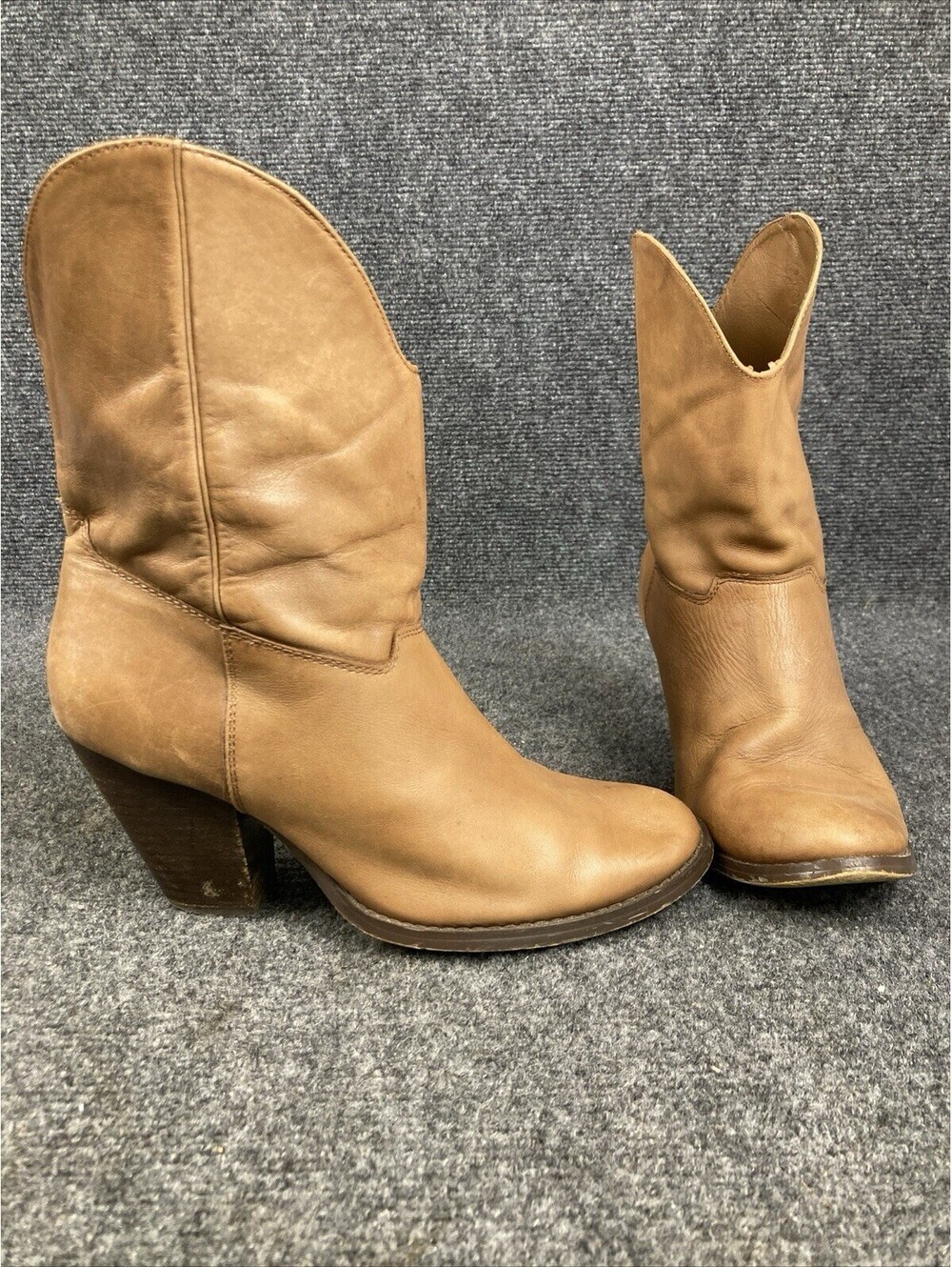 Franco Fortini Women Sz 8 Camel Brown Cowboy Western Boots McKinley Ankle Boots